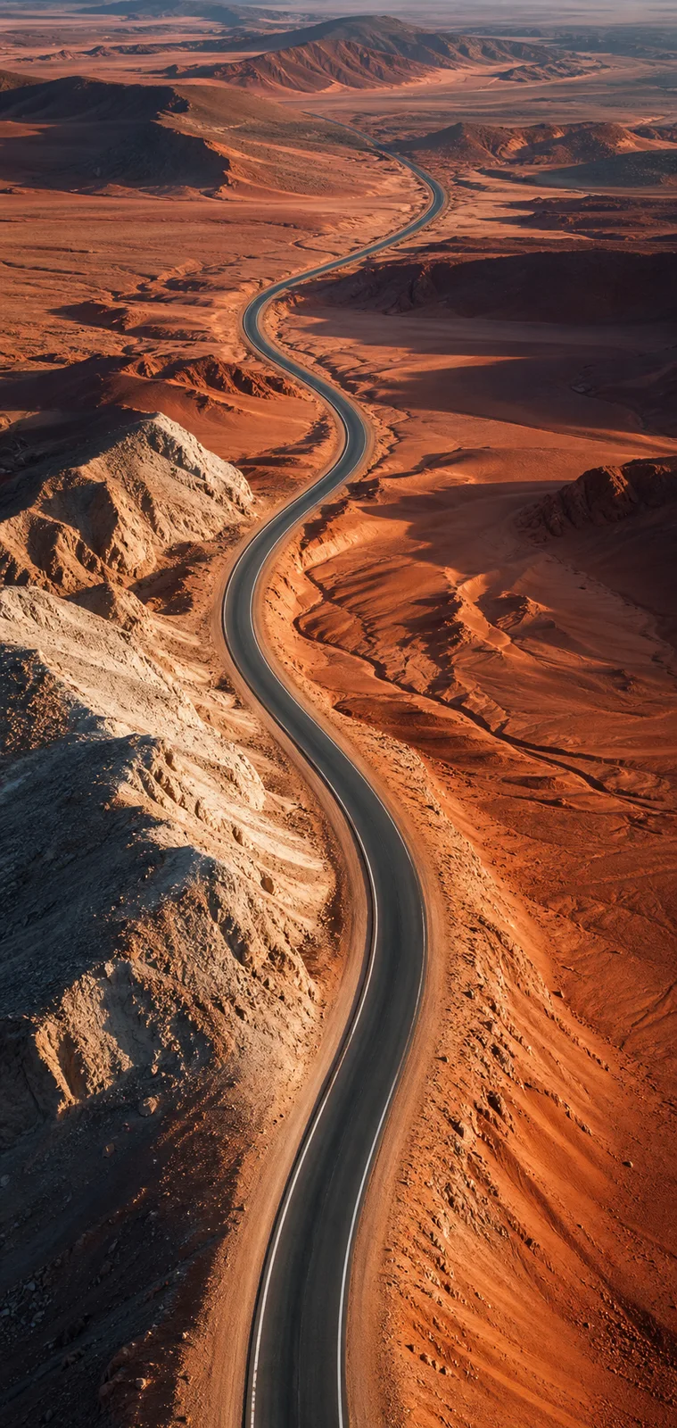 Long desert road disappearing into a cinematic horizon